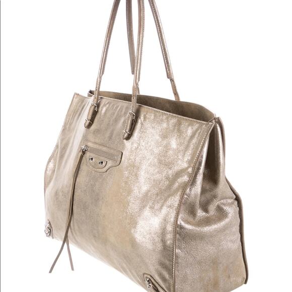 Balenciaga Papier A4 Motocross Tote Leather Gold - Picture 3 of 5